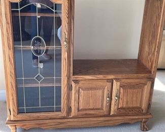 Vintage glass door cabinet with shelf, 51"W x 50"H x 17"D,  was $99, NOW $50