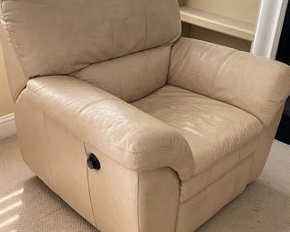 Leather cream recliner, 43"W x 37"H x 41"D,  was $399, NOW $299