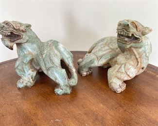 Pair of marble/stone carved Chinese dragons, Approx 7"L, NOW $75