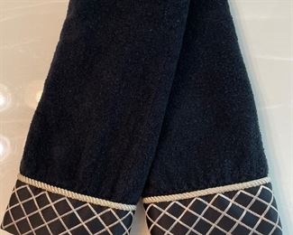 Pair of black & gold hand towels,  was $6, NOW $4
