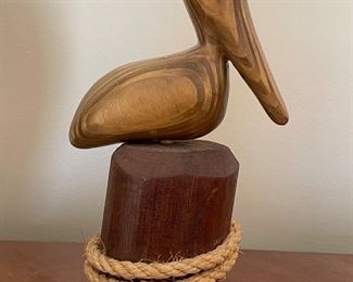 Wooden carved pelican, 8"H,  $14