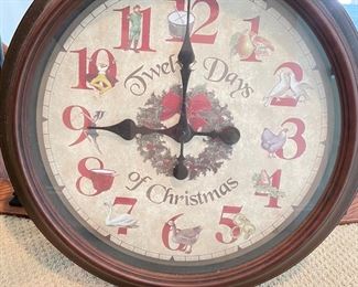 Twelve Days of Christmas clock,  18"D,  was $12, NOW $8