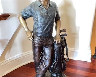 Additional  view of  Bronze Golfer with Golf Bag Garden Sculpture