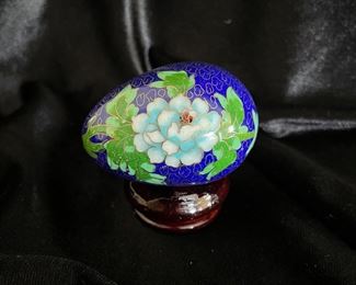 Chinoiserie blue floral egg, 2.5"W,  was $10, NOW $6