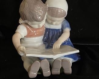 Vintage B&G Bing & Grondahl Boy Girl Reading Figurine from Denmark, 4.5",  $20