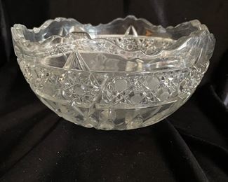 Crystal cut bowl with ruffled edge, 8.5"W x 4"H,  was $28 NOW $15