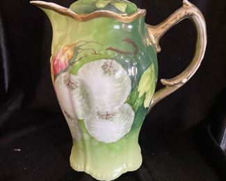 Handpainted coffee pot(Germany), small chip on rim, 9"H,  was $12, NOW $8