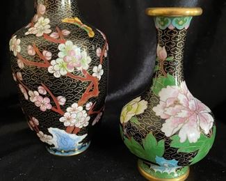 Cloisonne vases, 7"H, 5"H,  $12
