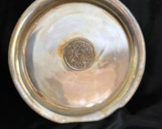 Metal plate with emblem, 7"D,  was $6, NOW $4