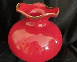 Southern Living Home red ruffled rim vase, 7"H,  was $24, NOW $18