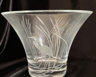 Etched heron on bowl, 8"W x 6"H,  was $18, NOW $12