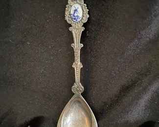 Silver plate spoon with blue white porcelain windmill, was $8, NOW $4