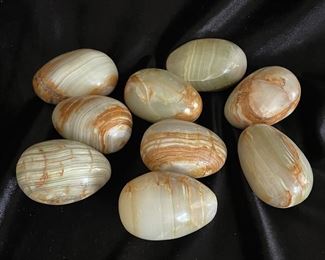 Set of 9 alabaster marble eggs,  $14