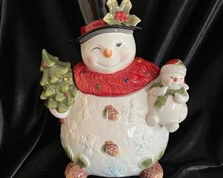 Christmas Collection Snowman cookie jar, 9"W x 11"H,  was $14, NOW $8
