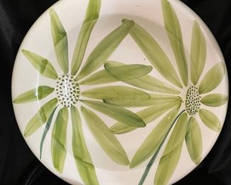 JRM bowl w/ green floral, 14"D,  was $15, NOW $8