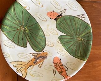 C.K. McKinley painted coy fish platter, 17" diameter,  was $15, NOW $12