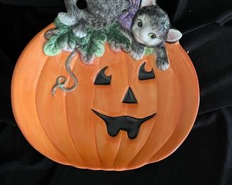 Fitz & Floyd pumpkin plate w/ kitten,  was $7, NOW $5