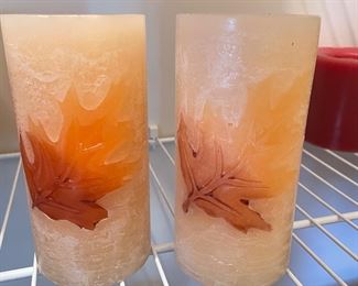 Pair of 2 brown/yellow pillar candles,  was $7, NOW $4