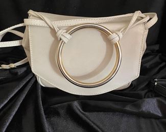 Cream color purse w/leather ring, was $20, NOW $14