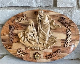 God Bless Our Home wooden carved plaque, 15"W x 10"H,  was $14, NOW $10