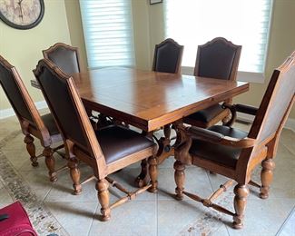Large dining table w/8 chairs + 2 leafs (18"), 46"W x 75"L,  was $599, NOW $450