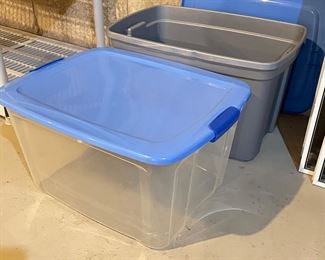 Blue lidded  bin,  $5.  Gray bin (no lid)  $3