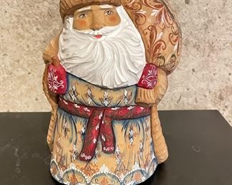 Signed Hand carved wooden Santa,  7"W x 8"H, was  $40, NOW $28