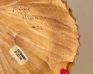 Signature on Signed Hand carved wooden Santa~