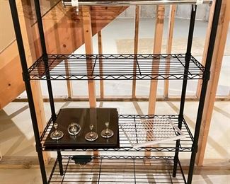 Black wire shelf, 3'W x 55"H x 1"D,  was $20, NOW $15