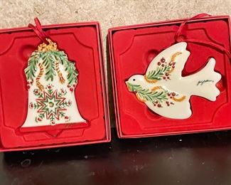 Willow House by Gail Wittman bell & dove porcelain ornaments,  was $14 each, NOW $8 each