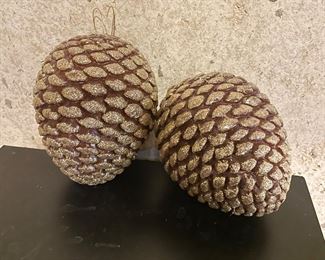 2 large pinecone ornaments,  was$6, NOW $4