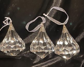 3 diamond shape glass ornaments,  was $14, NOW $9
