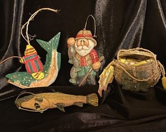 Set of 4 fishing ornaments,  was $7, NOW $5