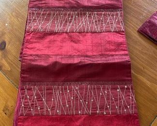Red/burgundy gold embroidered table runner,  88"L, was $14, NOW $10