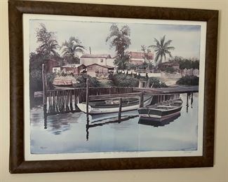 Puerto Rico Waterfront by Desepo, "Barcus De La Sarobi", 33"W x 26"H,  was $48, NOW $35