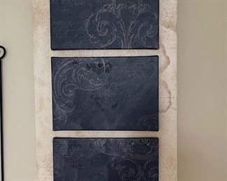 Tan and charcoal black wall art, approx 15"W x 36"H,  $NOW $20