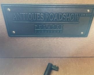 Pulaski plaque on inside of bookshelf drawer~