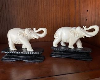 Pair of carved elephants 4"W x 3"H,  was $16, NOW $10