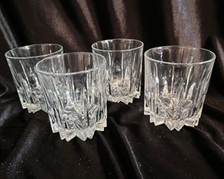 Set of 4 rock LOWBALL ROCKS DIAMOND STARBURST GLASSES. Made in ITALY,  was $10, NOW $6