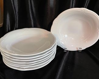 Set of 8 Southern Living white scrolled bowls, $10