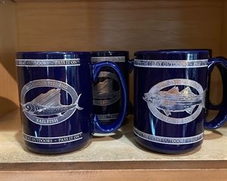 Set of 4 blue fish mugs,  was $5,  NOW $3