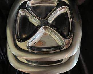 Set of 2 silver divided serving dishes,  was $5, NOW $4