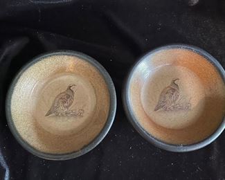 Pair of small stoneware Pheasant bowls,  was $4, NOW $3