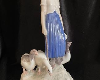 B&G Bing & Grondahl Girl with Geese Figurine #2254 Copenhagen Denmark,  10"H,  was $75, NOW $58