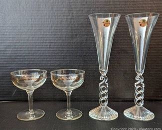 Cristal D Arques Lead Crystal Millennium Champagne Flutes and 2 Nice Anniversary Glasses