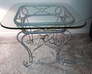 Lovely Glass Top Side Table with Metal Base