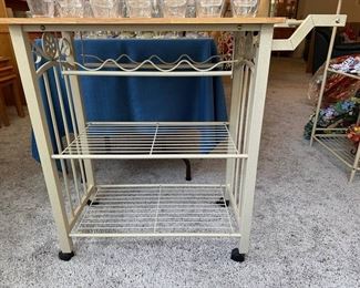 Mobile Bar Cart with 2 Shelves and Bottle Storage