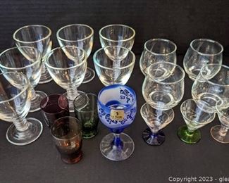 Variety of Cordial Glasses Featuring Le Perle Crystal Cobalt Blue Glass and More