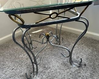 Very Nice Metal Accent Table with Beveled Glass Top
