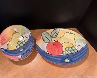 Vintage Salute Oval Platter and 6 Salad Fruit Bowls